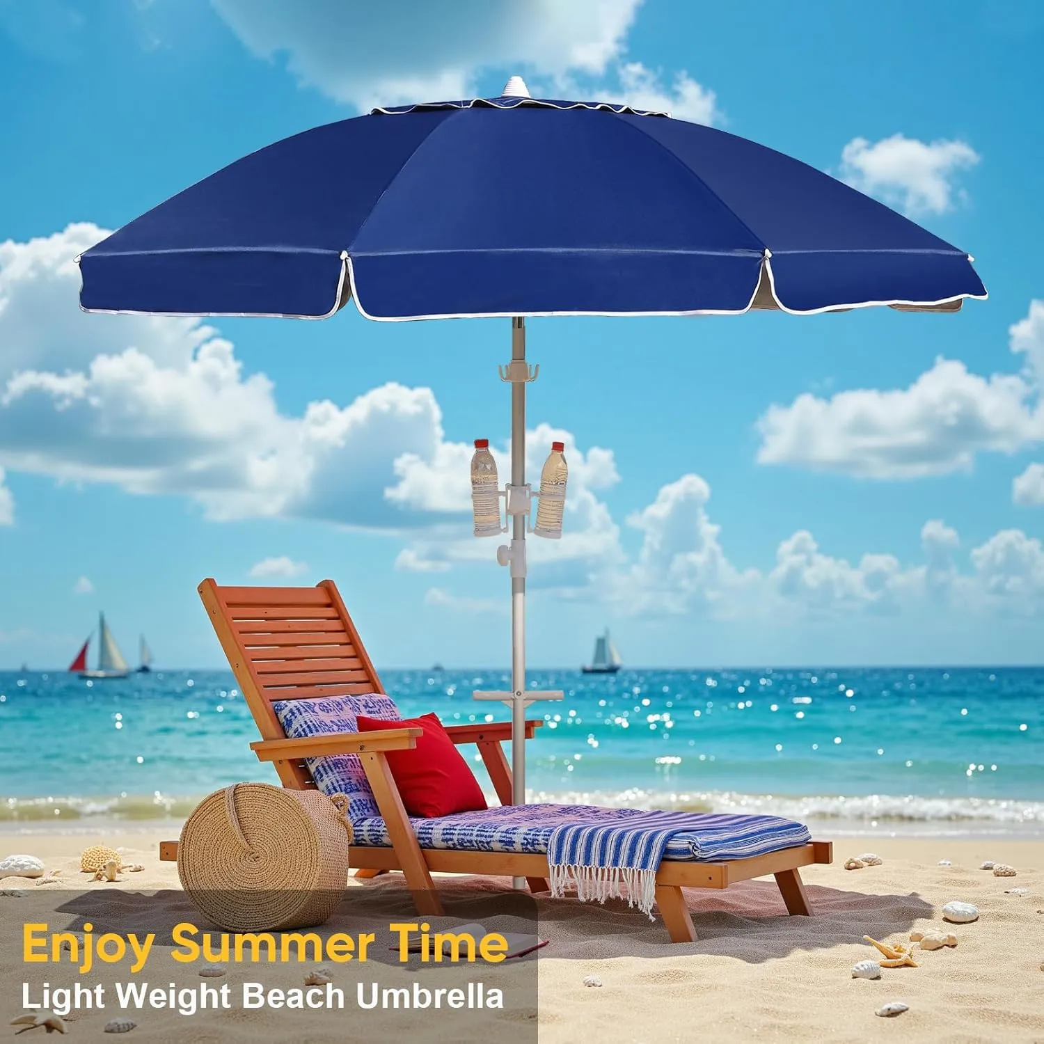 Heavy Duty High Wind Beach Umbrella Parasols with sand anchor & Tilt Sun Shelter, UV 50  Protection Outdoor Sunshade Umbrellas & Carry Bag for Patio Garden Pool Backyard