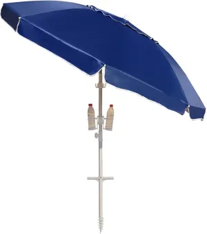 Heavy Duty High Wind Beach Umbrella Parasols with sand anchor & Tilt Sun Shelter, UV 50  Protection Outdoor Sunshade Umbrellas & Carry Bag for Patio Garden Pool Backyard