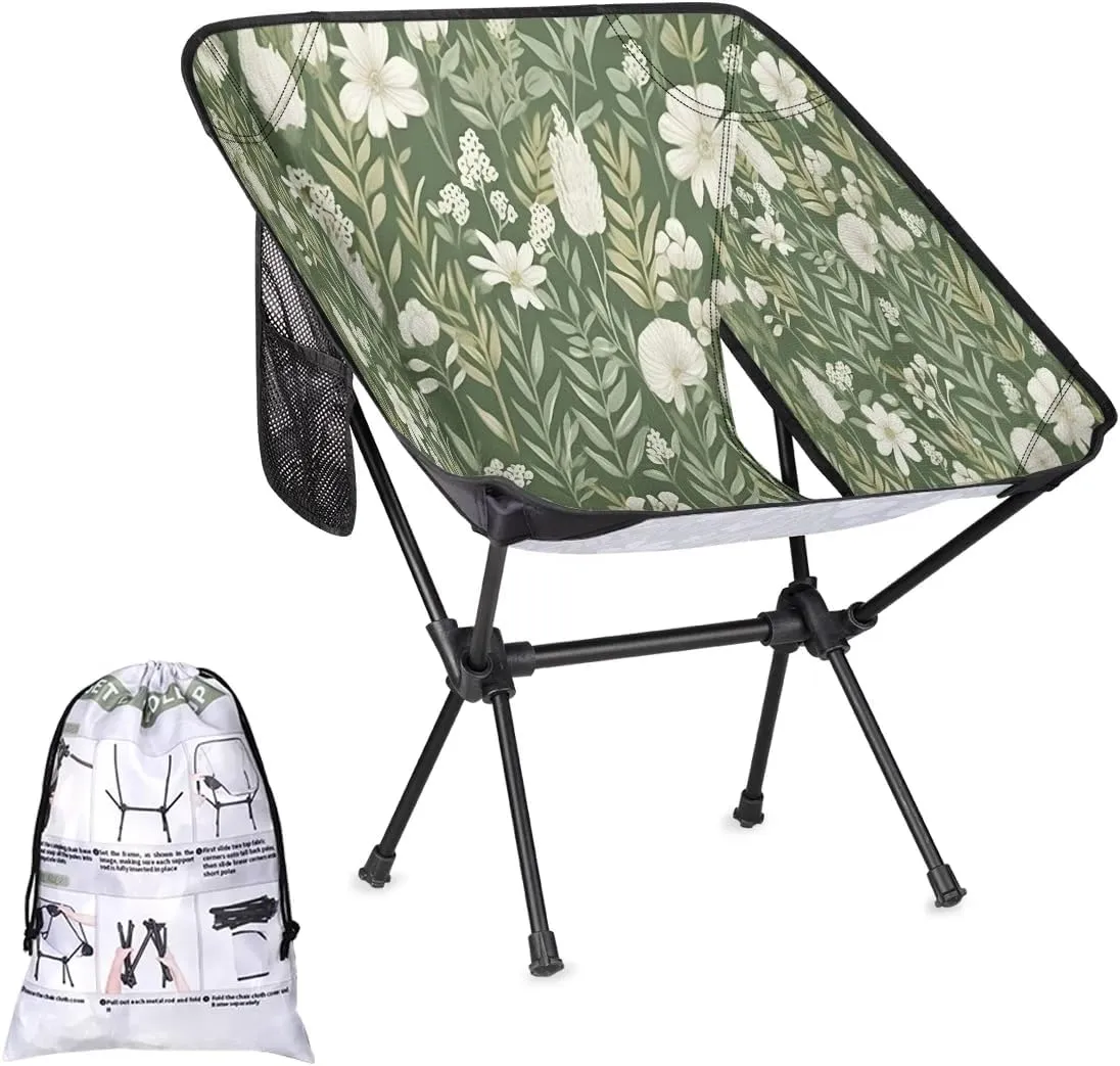 Herbs Flowers Portable Camping Chair Backpacking Chair Ultra Lightweight Compact Folding Chairs for Outside Beach Picnic Hiking