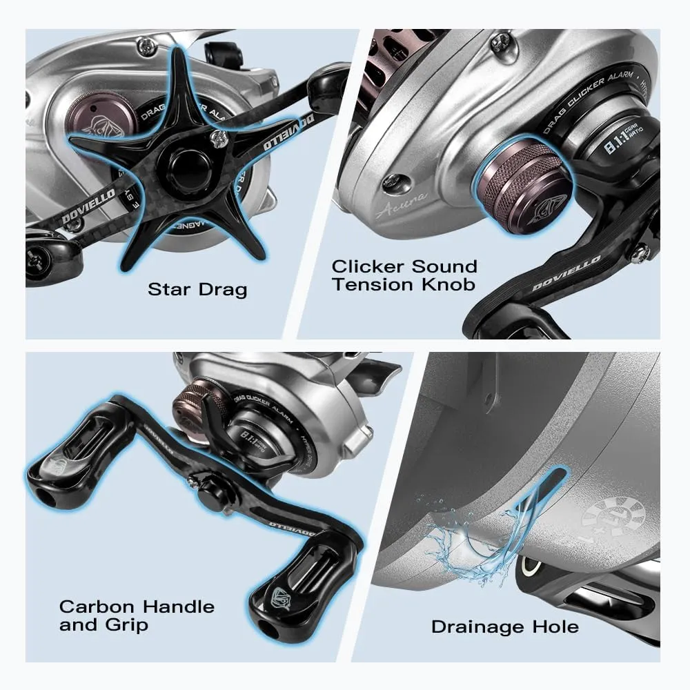 HICC50 Compact Baitcaster Fishing Reels - 4.7oz Ultra Smooth Fishing Reel with Magnetic Brake, 7.1:1/8.1:1 Speed Ratio and 10 1 Bearing Reels Equipped for Saltwater Outdoor with Dual spools