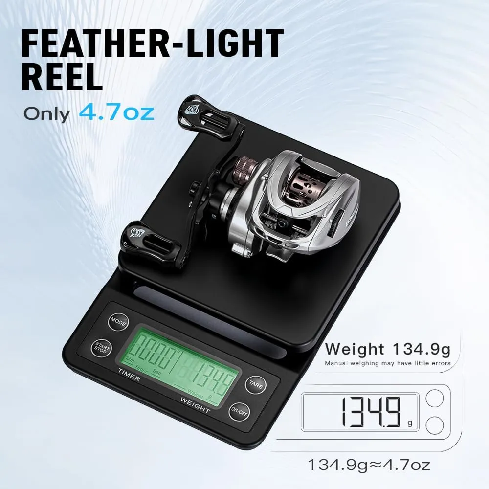 HICC50 Compact Baitcaster Fishing Reels - 4.7oz Ultra Smooth Fishing Reel with Magnetic Brake, 7.1:1/8.1:1 Speed Ratio and 10 1 Bearing Reels Equipped for Saltwater Outdoor with Dual spools