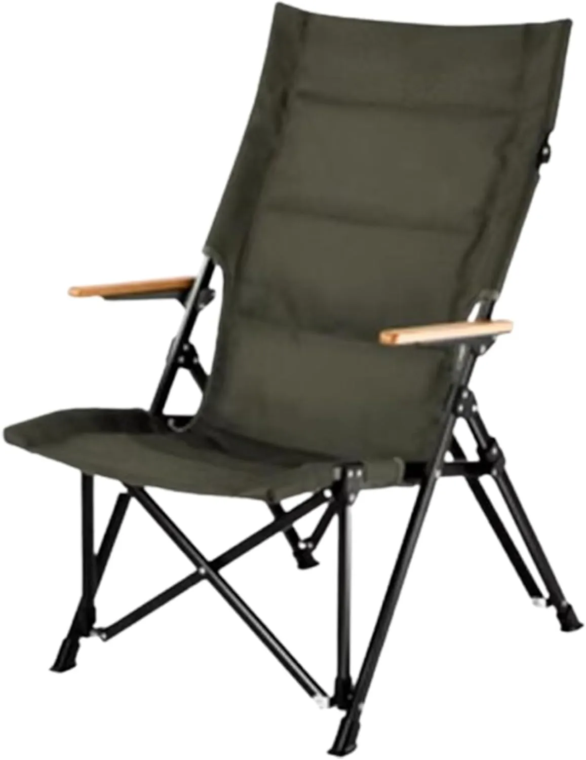 High Back Camping Chairs Aluminum Frame Picnic Chairs Comfortable Folding Chair with Wooden Armrests with Back Mesh Pocket