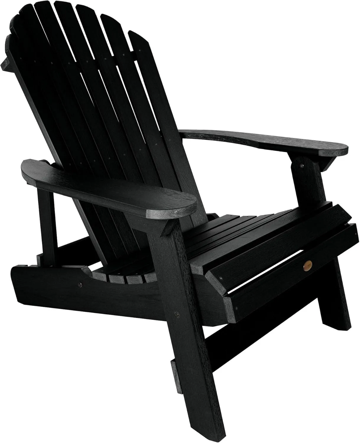 Highwood Hamilton King Size Folding & Reclining Adirondack Chair with Ottoman, Black