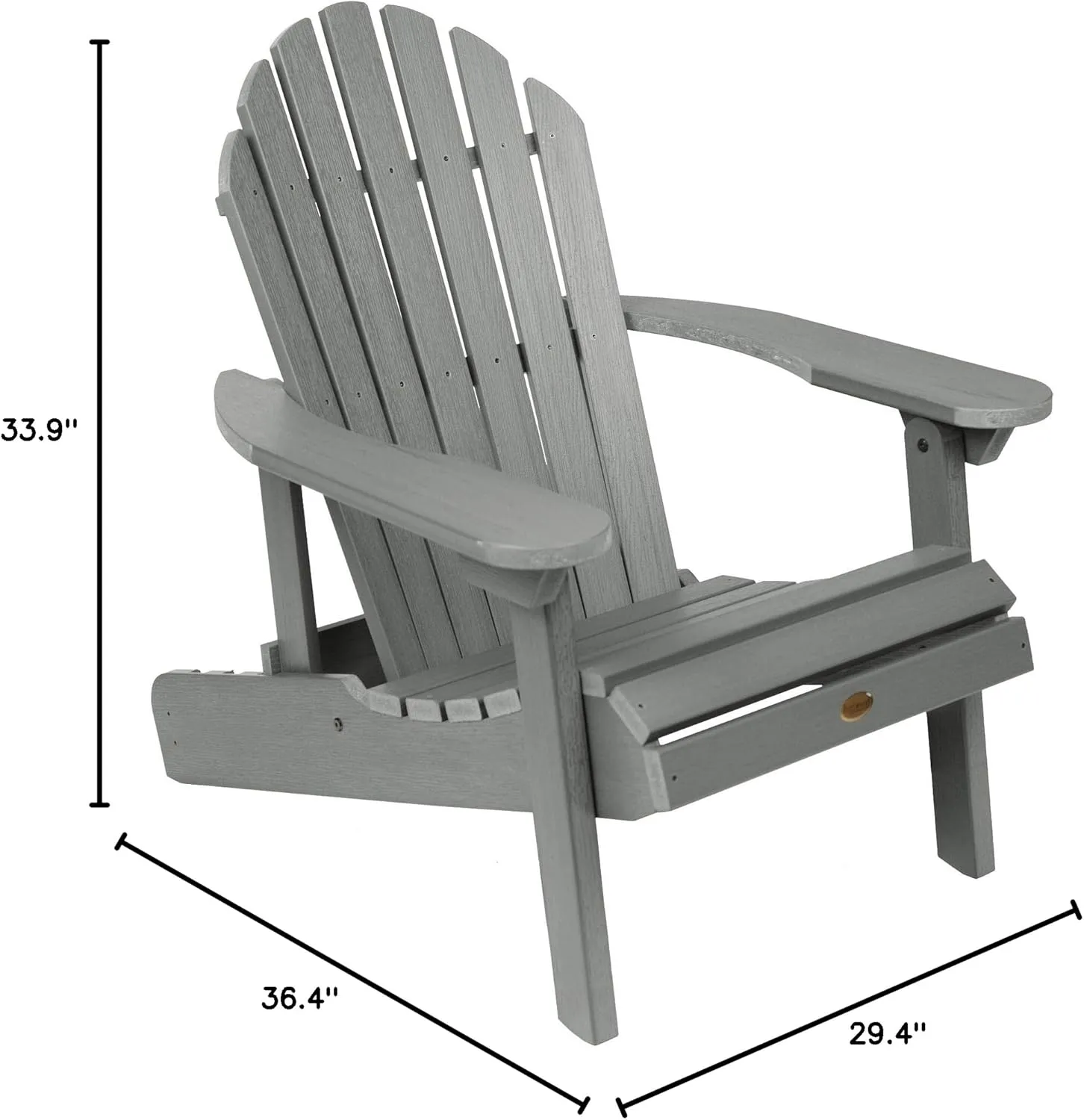 highwood Hamilton Made in the USA Folding and Reclining Adirondack Chair, Adult Size, Coastal Teak