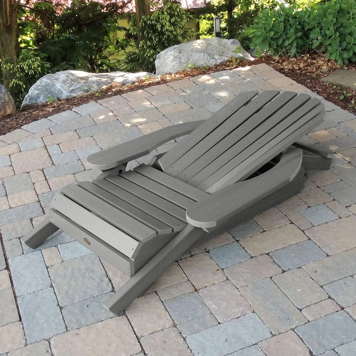 highwood Hamilton Made in the USA Folding and Reclining Adirondack Chair, Adult Size, Coastal Teak