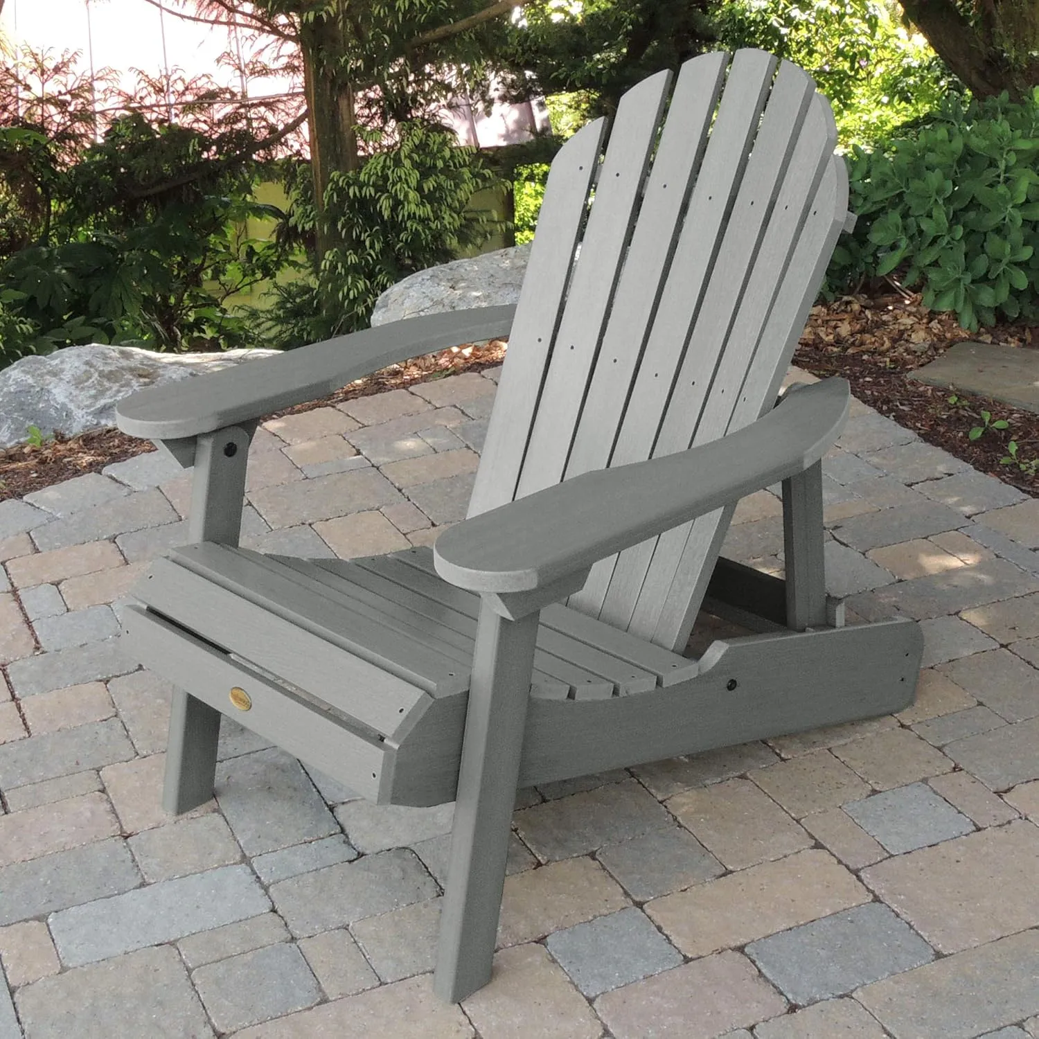 highwood Hamilton Made in the USA Folding and Reclining Adirondack Chair, Adult Size, Coastal Teak