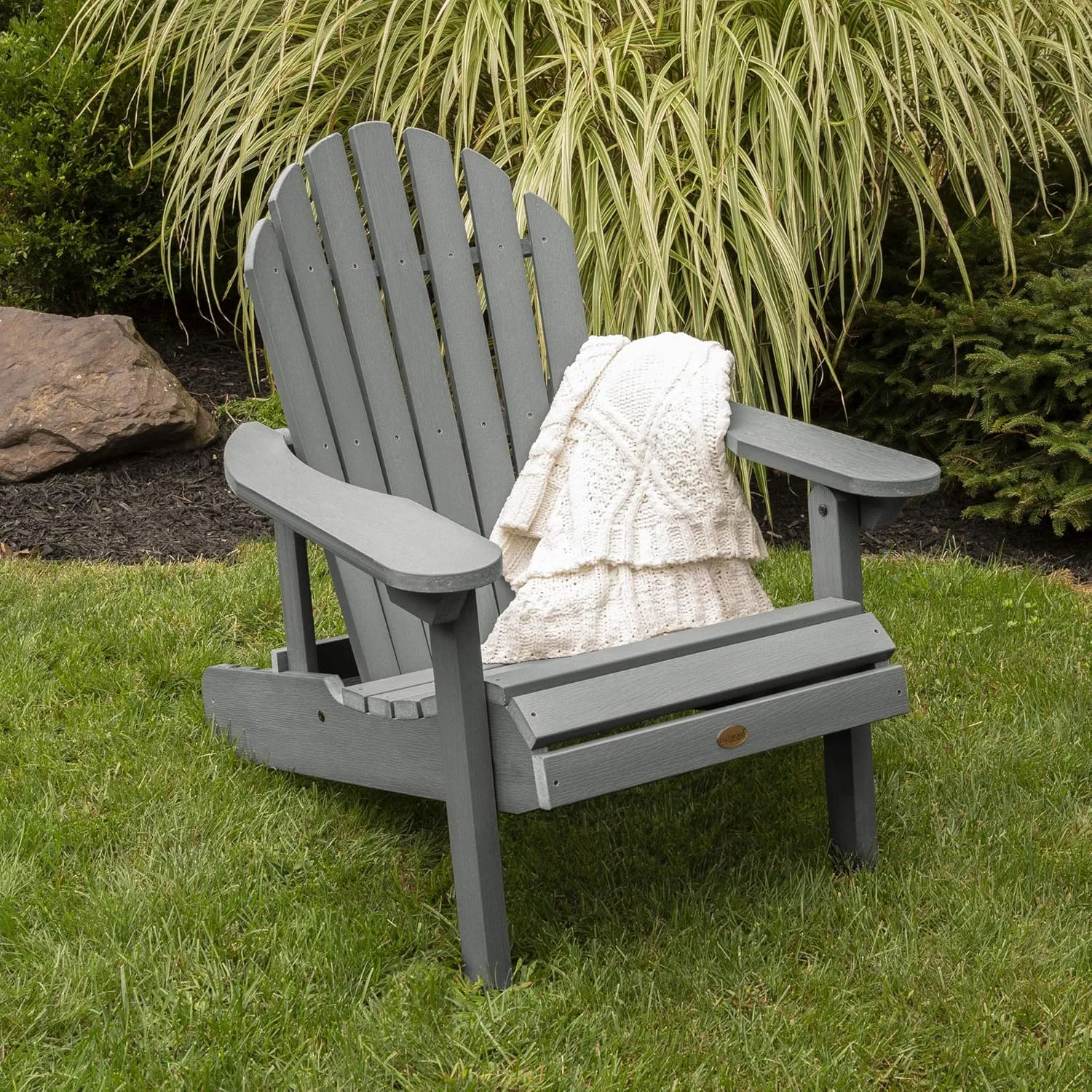 highwood Hamilton Made in the USA Folding and Reclining Adirondack Chair, Adult Size, Coastal Teak