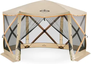 Hike Crew 6-Panel Pop-Up Screen House Gazebo 140x140 Inch – Instant Setup 6-Sided Hub Tent UV Resistant (SPF 50 ) Fits 9 People Heavy Duty 210D Material – Includes Carry Bag & Ground Stakes