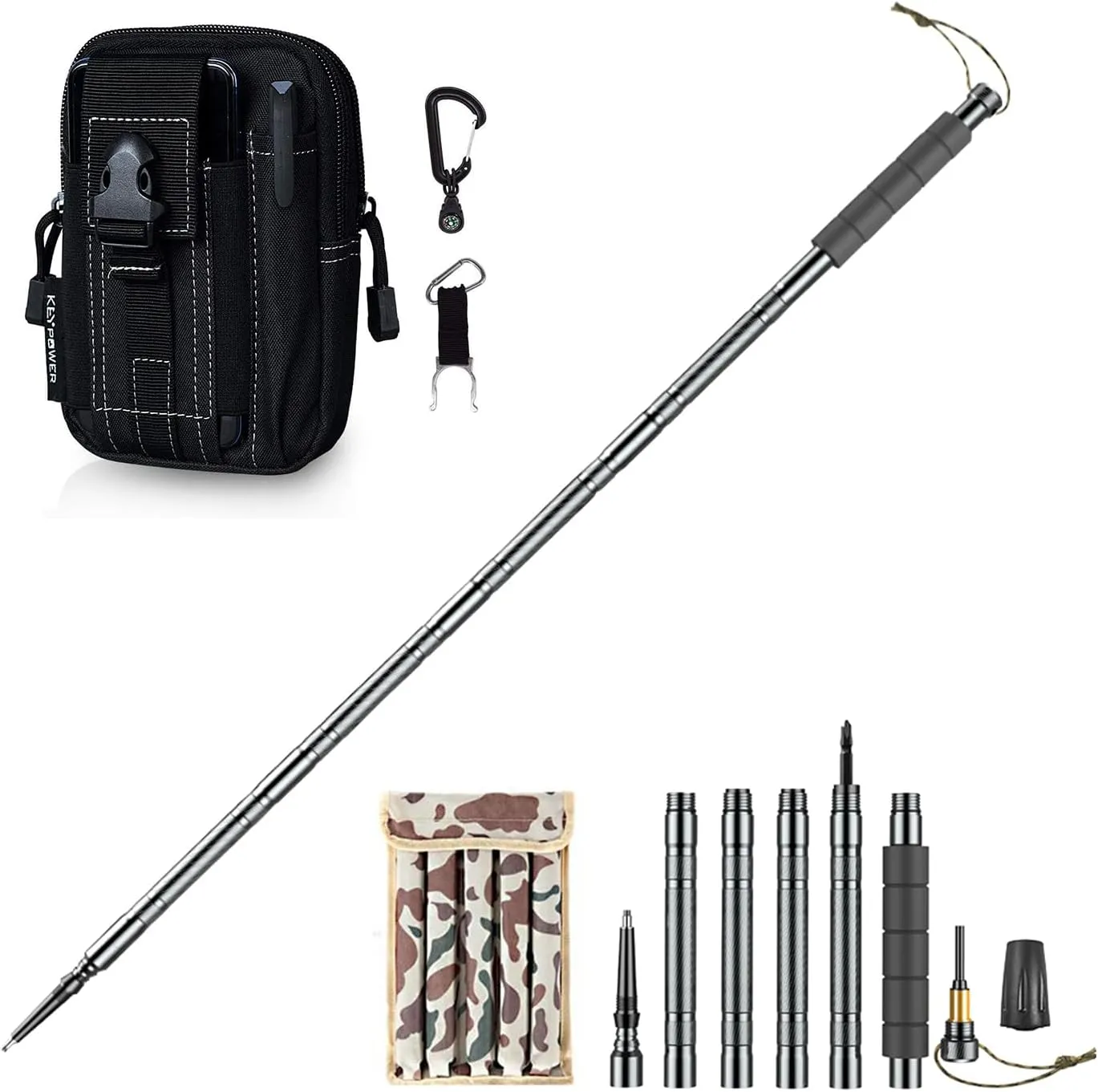 Hiking Pole Detachable Lightweight for Hiking & Outdoor Tactical Holster Military Molle Hip Waist Belt Bag