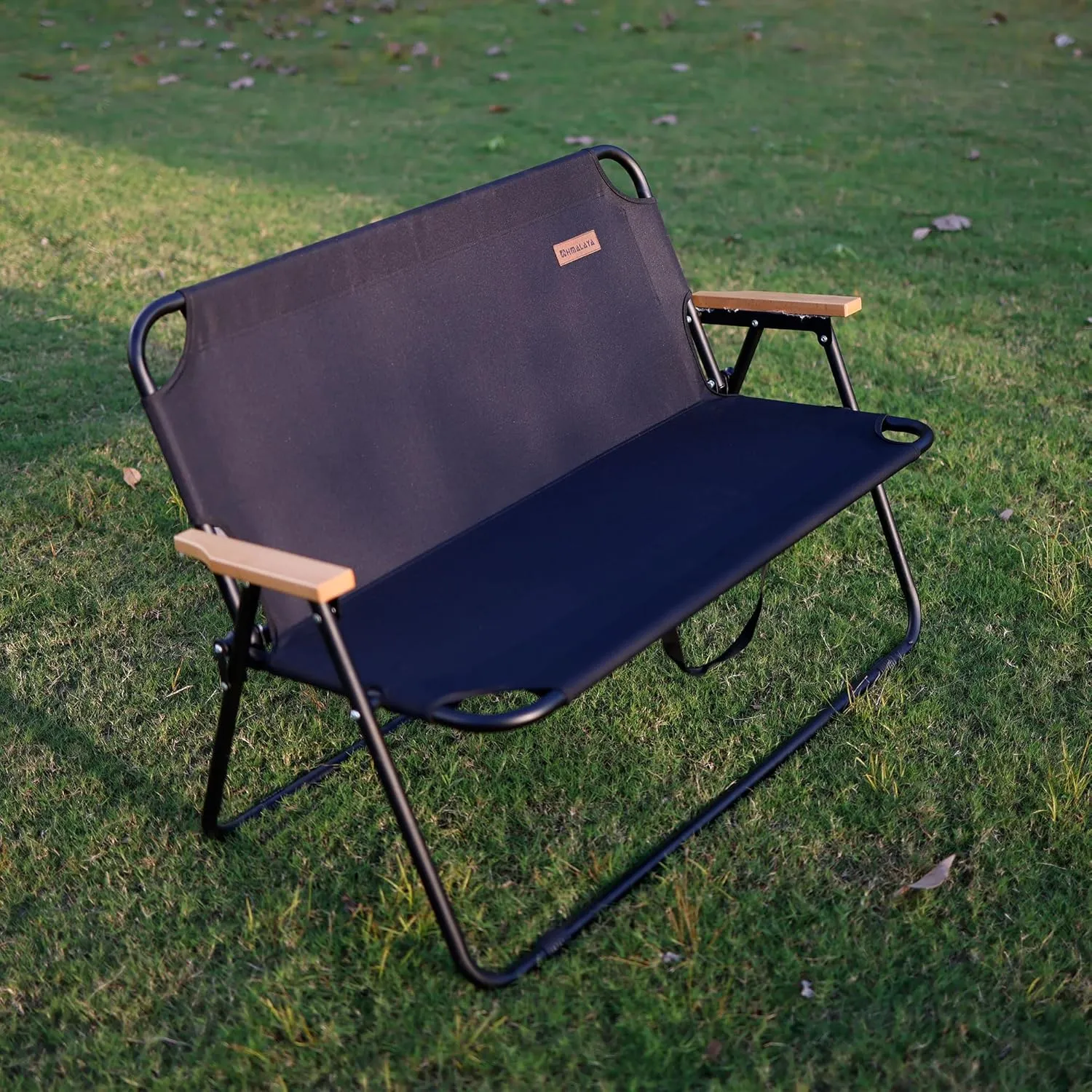Himalaya Double Camping Chair Sofa Loveseat, Oversized Folding Bench Chair Seating Camp Chairs for Indoor Outdoor Lawn Soccer Sports Patio Beach (1 Pack Double Black)