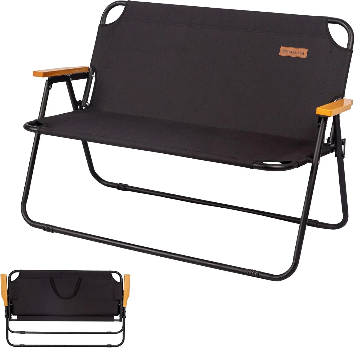 Himalaya Double Camping Chair Sofa Loveseat, Oversized Folding Bench Chair Seating Camp Chairs for Indoor Outdoor Lawn Soccer Sports Patio Beach (1 Pack Double Black)