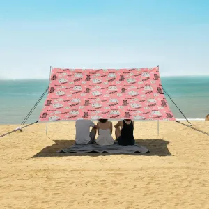 Hippopotamus Cartoon Character Beach Canopy Tent Anti-UV & Wind Resistant, Camping Sun Shelter Easy Setup Portable,Outdoor Shade Tents with Sandbags,Sand Shovels,Ground Pegs & Stability Poles
