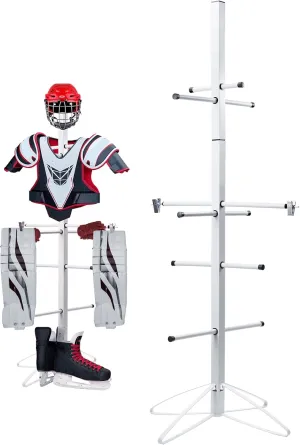 Hockey Equipment Dryer Rack Metal Hockey Wet Gear Dryer Rack Sports Gear Storage Dry Rack for Drying and Storing with 4 Hanging Adjustable Clips and Wrist Band for All Age, Easy to Assemble