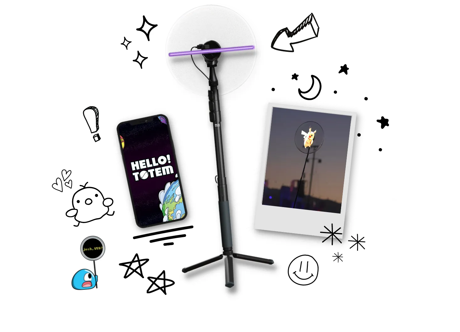 Hologram Mini Lite Totem *NEW* (27CM FAN) (5FT LITE STICK)