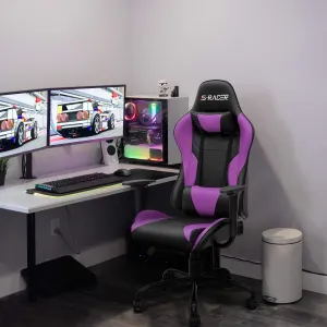 Homall Gaming Office Computer Chair - High Back Racing Desk PU Leather Adjustable Seat Height Swivel Ergonomic Executive With Headrest for Adults (Violet)