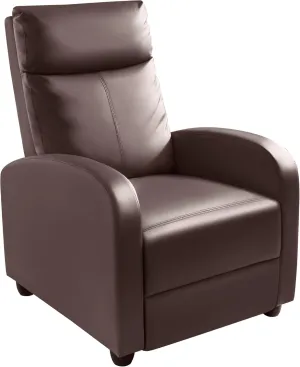 Homall Recliner Chair, Recliner Sofa for Adults, Recliners Home Theater Seating with Lumbar Support, Reclining Sofa Chair for Living Room (Leather, Brown)