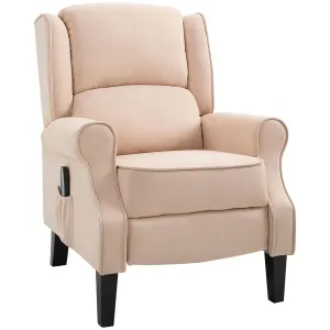 HOMCOM Vibration Massage Recliner Chair for Living Room with Heat, Wingback Single Sofa, Modern Suede Fabric Push Back Reclining Chair with Footrest, Side Pocket, Beige