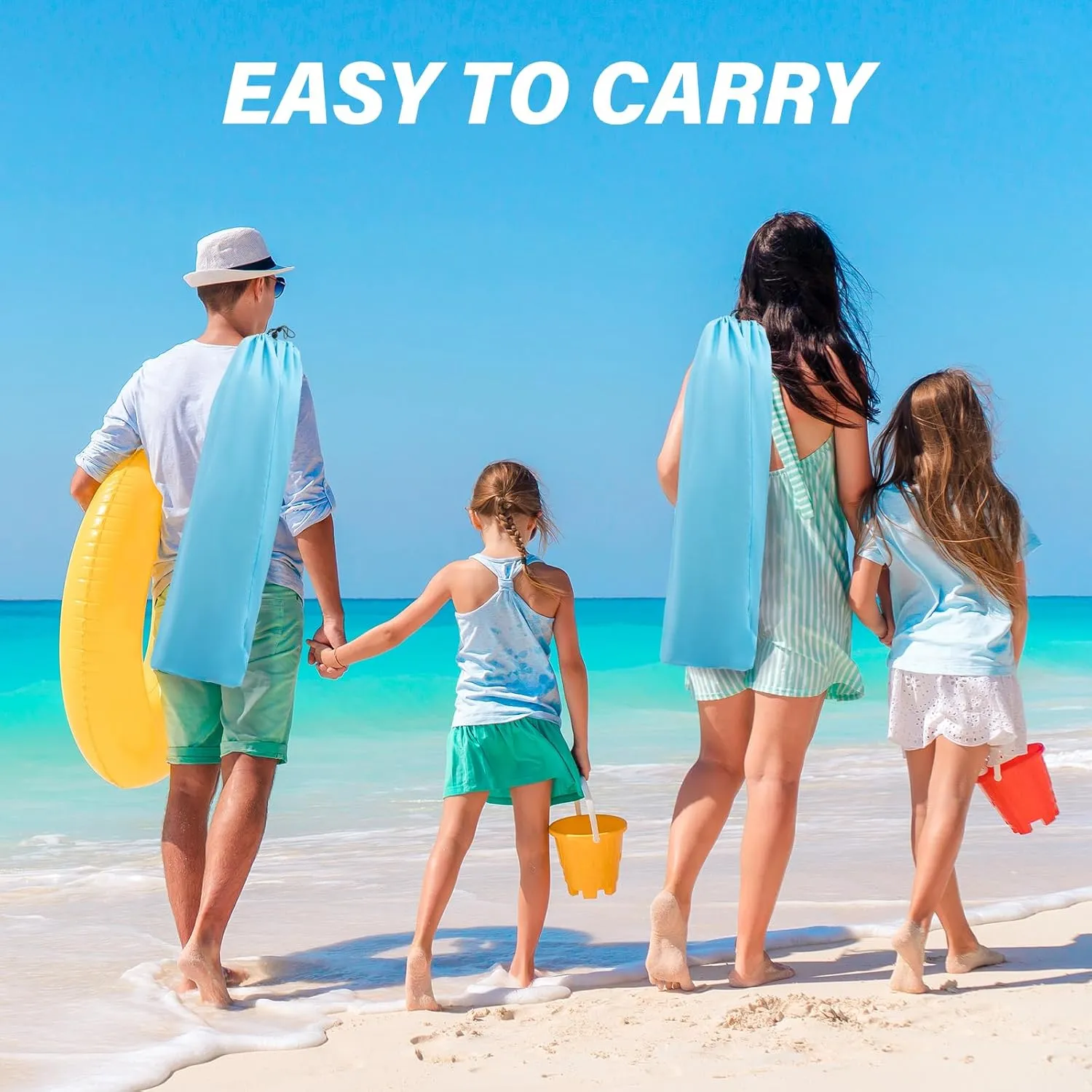 Homcosan Portable Low Folding Beach Chairs Set of 2 with Detachable Umbrellas - Lightweight Camping Chairs for Adults with Cup Holder & Storage Pockets, Carry Bag Included (Blue)