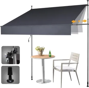 HOMEDEMO Manual Retractable Awning 59"x118" Patio Awning Retractable Outdoor Sunshade Shelter Polyester Height Adjustable Sunsetter Retractable Awning UV Protection for Backyard Garden Balcony Gray