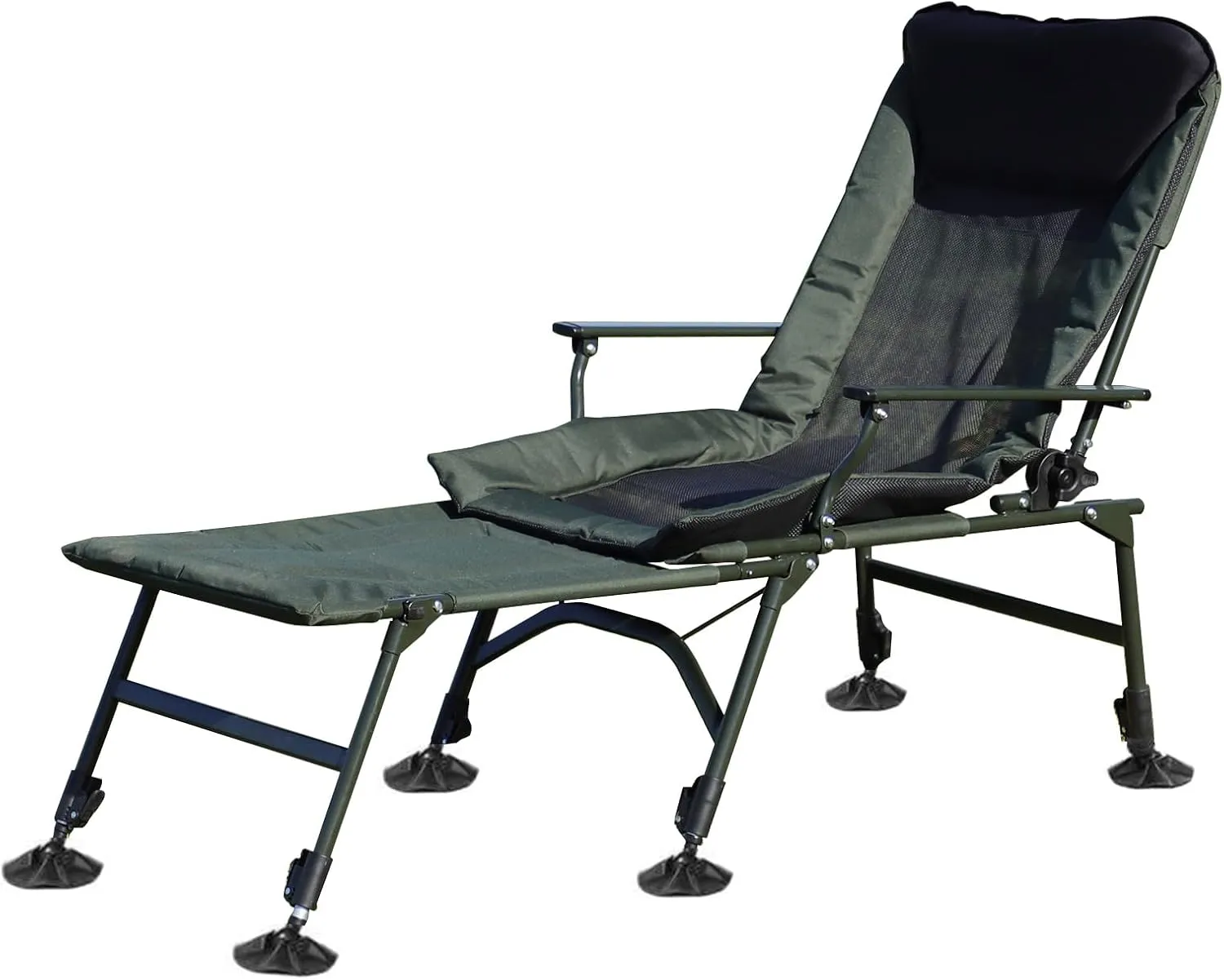 Homy Casa Camping Lounge Chair, Portable Folding Reclining Camping Chair with Adjustable backrest for Indoor and Outdoor Beach Hiking Fishing (Black, 55.91 * 23.23 * 34.25IN)