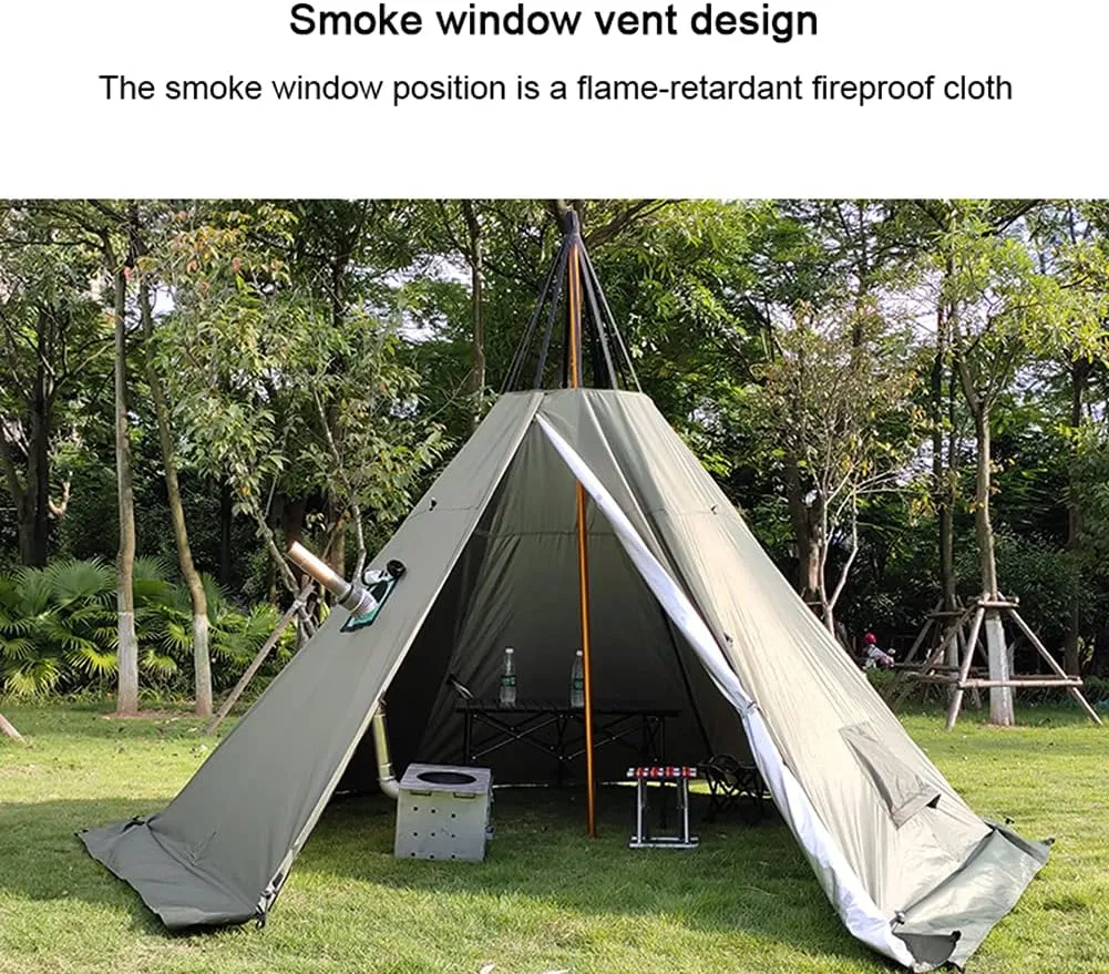Hot Tent with Stove Jack,4 Season,3-4 Person Outdoor Tipi Tents,Family Teepee Heated Shelter for Camping Backpacking Hunting Fishing Waterproof Wind-Proof
