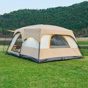 House Tent Large Tents for Camping Hiking Party,Multi-Family Tent with Mesh Windows,Sturdy Steel Poles,Waterproof Double Layer,Outdoor Tent Sun Shelter (Size : 6-10 Persons)