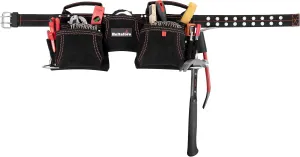 Hultafors Work Gear HT5372 Carpenter's Heavy-Duty Suede Work Apron, Durable Suede Tool Belt, 2 Steel Hammer Holders, Leather Pry Bar Holder, 13 Pockets, Black
