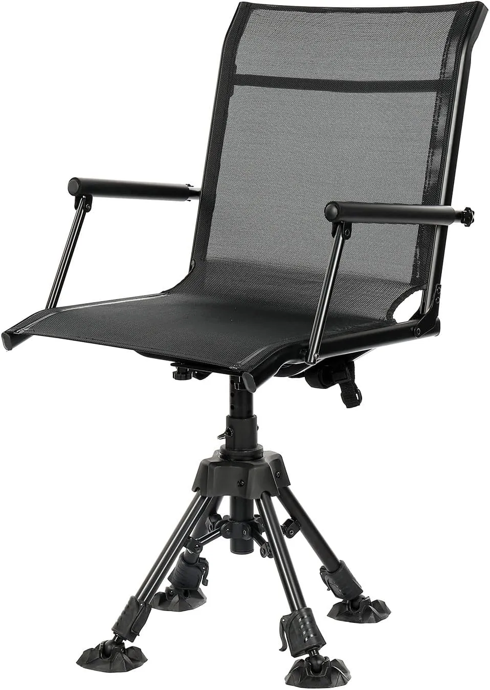 Hunting Chair, 360°Silent Folding Chair, Portable Height Adjustable Blind Chair for Shooting/Fishing/Camping, 330 LBS Capacity, Black