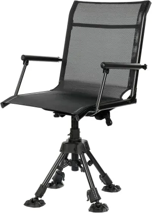 Hunting Chair, 360°Silent Folding Chair, Portable Height Adjustable Blind Chair for Shooting/Fishing/Camping, 330 LBS Capacity, Black