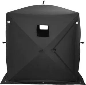 Ice Fishing Shelter 2-3 Persons Portable Ice Fishing Tent Winter Camping Tent Waterproof Windproof with 4 Pieces Tent Pegs and 4 Pieces Wind Rope and Carry Bag, 147X147X165CM, Black
