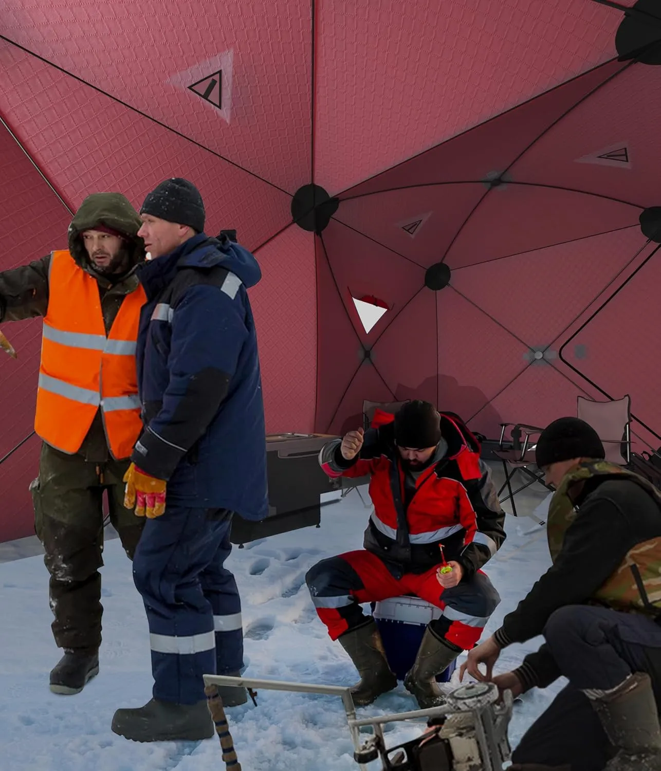 Ice Fishing Tent, Thickening Warmth Retaining Design Pop-Up Portable Hub-Style Ice Fishing Shelter