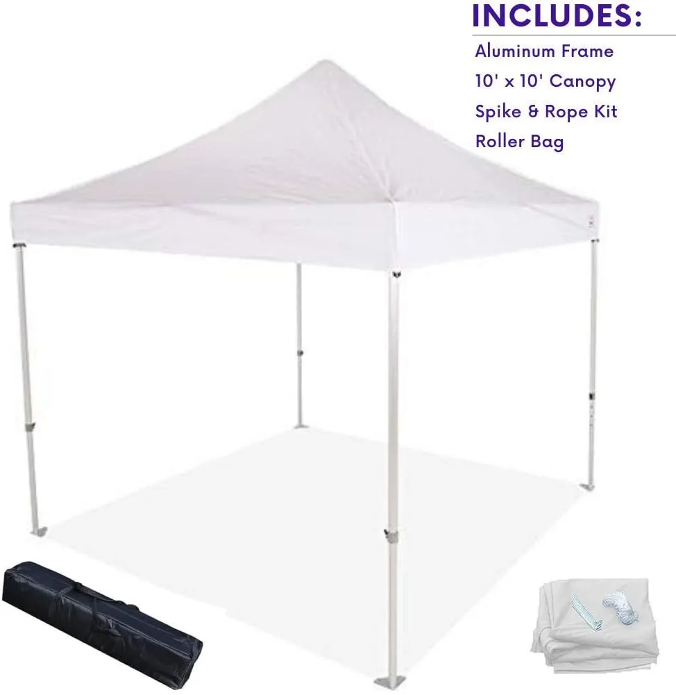 Impact 10' x 10' Pop Up Canopy Tent, Commercial Grade Aluminum Frame and 500D Fabric, Includes Roller Bag, White