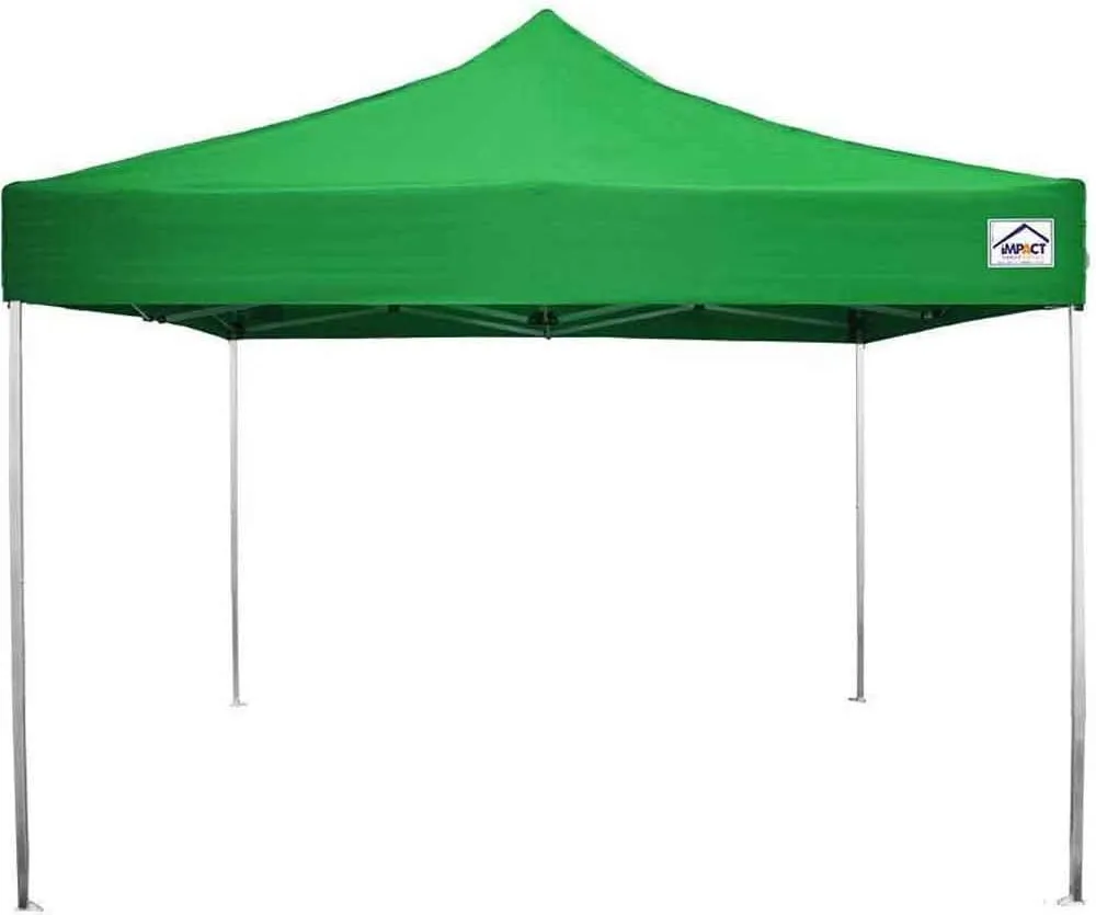 Impact 10' x 10' Pop Up Canopy Tent, Instant Shelter, Lightweight Aluminum Frame, UV Coated, Includes Rollerbag, Kelly Green
