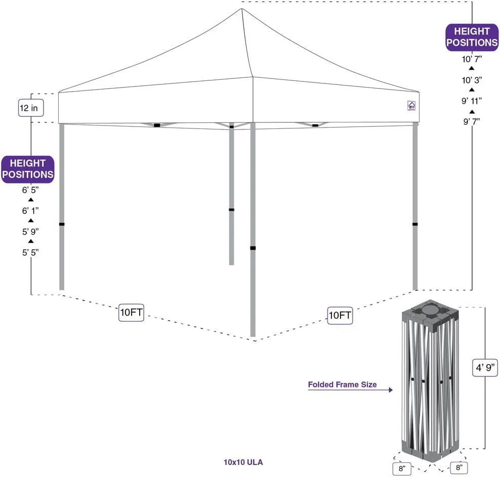 Impact 10' x 10' Pop Up Canopy Tent, Instant Shelter, Lightweight Aluminum Frame, UV Coated, Includes Rollerbag, Kelly Green