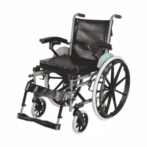 Imperio Wheelchair with Removable Big Wheels (Mag) | Foldable | Swingable Armrest | Weight Bearing Capacity 110kg | Color (Blue/Grey)