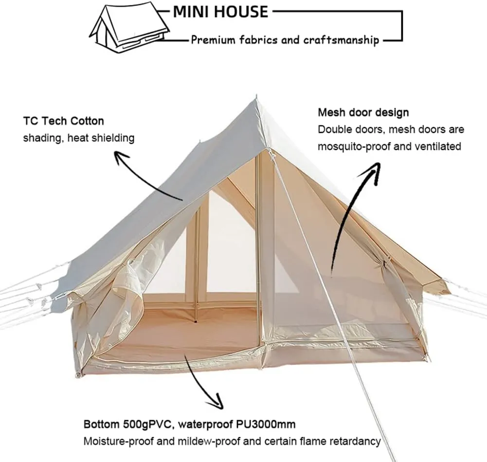 Indian Tent Tipi Outdoor Waterproof Double Layer Camping Tower Tent Family Camping Tent Yurt Teepee Tent for Outdoor Hiking 3-4 Person