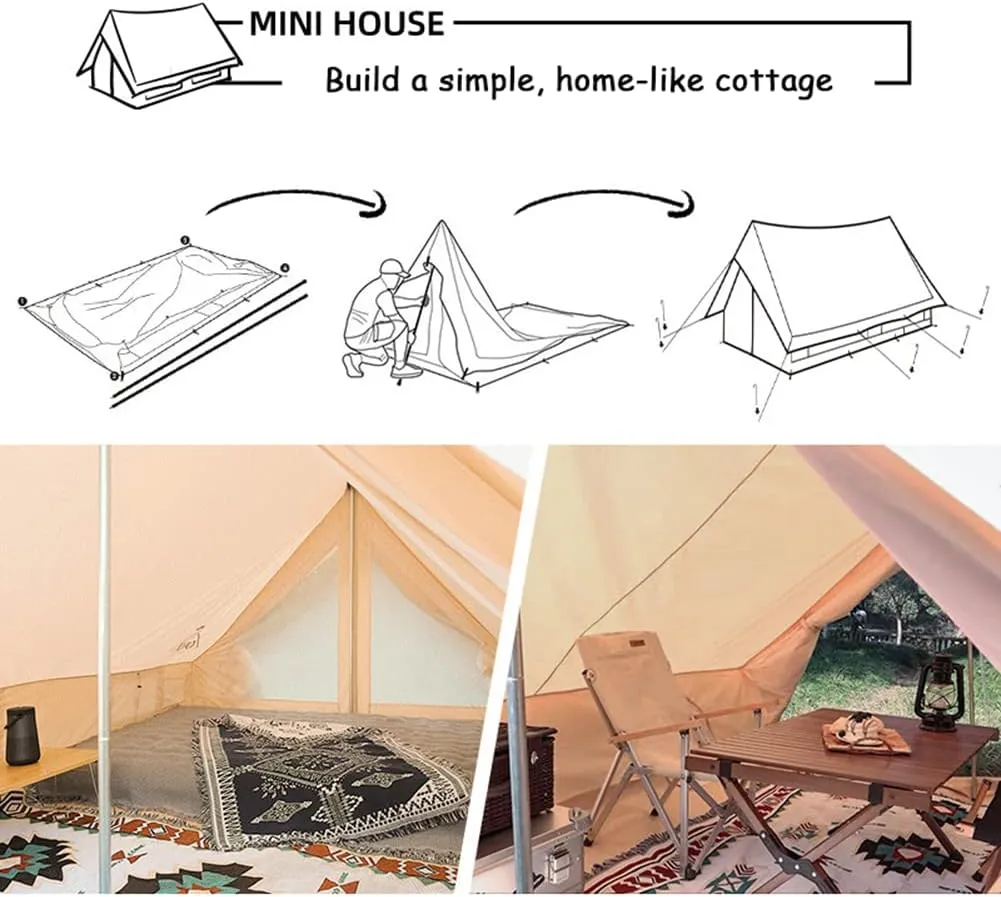 Indian Tent Tipi Outdoor Waterproof Double Layer Camping Tower Tent Family Camping Tent Yurt Teepee Tent for Outdoor Hiking 3-4 Person