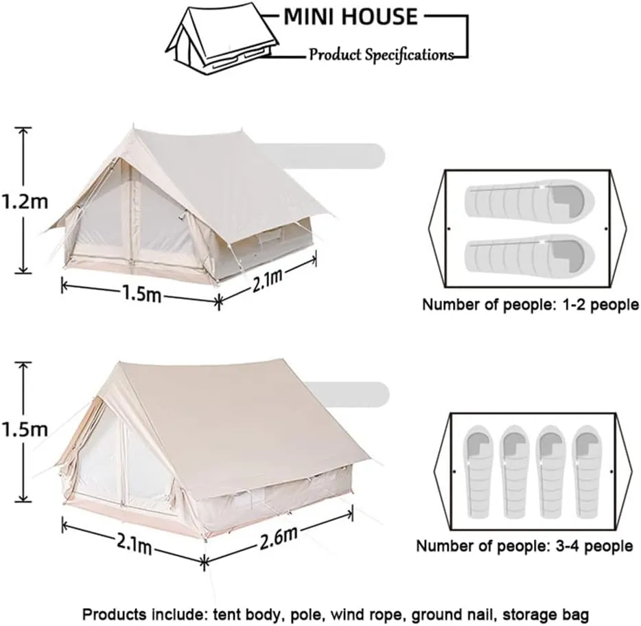 Indian Tent Tipi Outdoor Waterproof Double Layer Camping Tower Tent Family Camping Tent Yurt Teepee Tent for Outdoor Hiking 3-4 Person