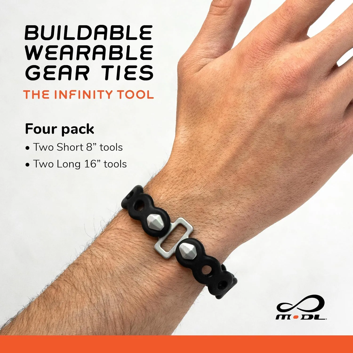 Infinity Tool™ 2.0 Modular Straps (4-Pack) - Flexible Multi-Tool, Gear Strap, Wearable Gadget for Outdoor Adventure, Survival, Camping, Travel, EDC