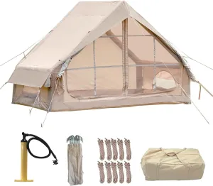 Inflatable Camping Tent, 118 x 78.7 x 78.7 inches, 4-Season Waterproof Outdoor Family Air Tent, Dual-Layer Mesh Windows, with Air Pump and Stakes, Family for Backyard & Adventure
