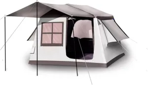 Inflatable Camping Tent with Canopy, Pump, Outdoor 4-5 Person Glamping Tents, 4 Season Waterproof Windproof House for Camping & Hiking
