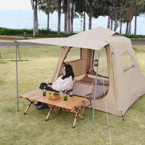 Inflatable Camping Tent with Pump 4 Person Easy Set up Glamping House with Mesh Waterproof Family Air Blow Up Tents