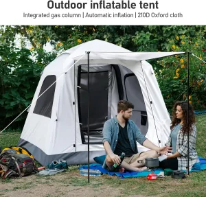 Inflatable Camping Tent，Easy Set up 3-4 Person Glamping Outdoor Air Blow Up Tents, Quick Setup Tent with a Built-in air Pump,Waterproof Inflatable House Tent for Adults