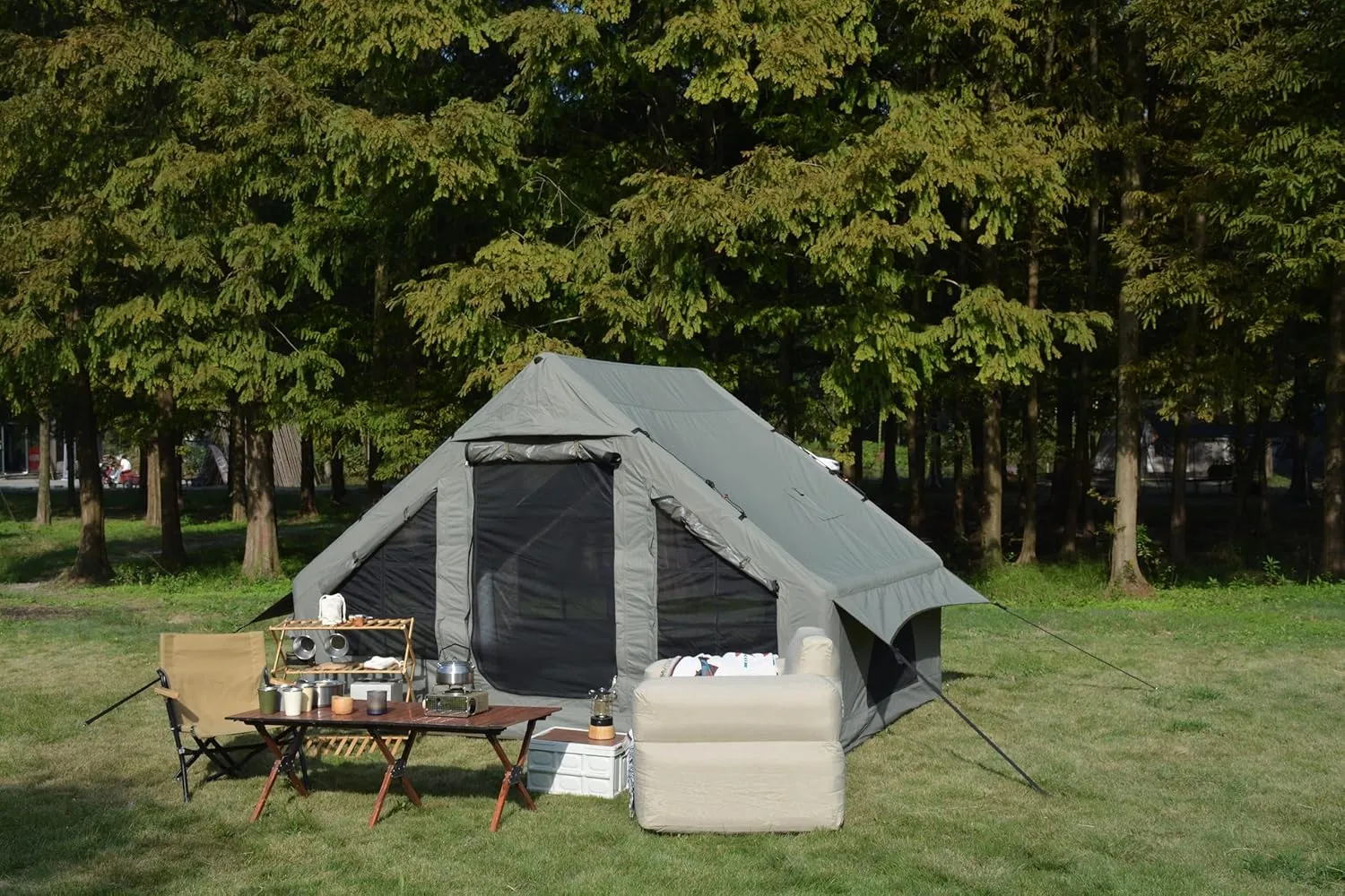 Inflatable Family Tent, 4-6 Person, Waterproof Windproof 4-Season Oxford Cabin Tent, Quick Setup, Ideal for Camping, Hiking, and Outdoor Activities
