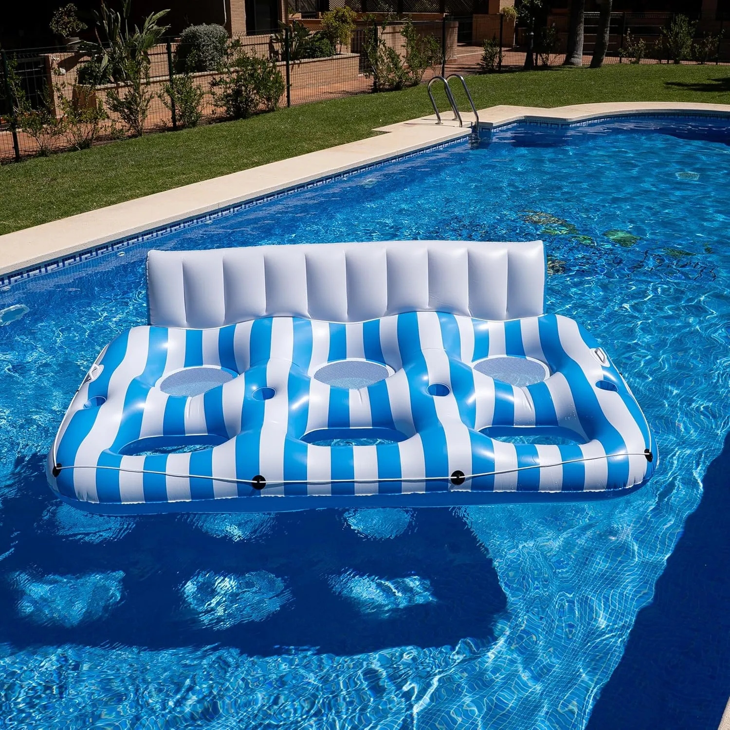 Inflatable Pool Floats Adults, Recliner Luxury Float, 2 or 3 Person, Lounger Chair with Handles, Cup and Phone Holder for Outdoor, Beach, Swimming Pool, Lake, River
