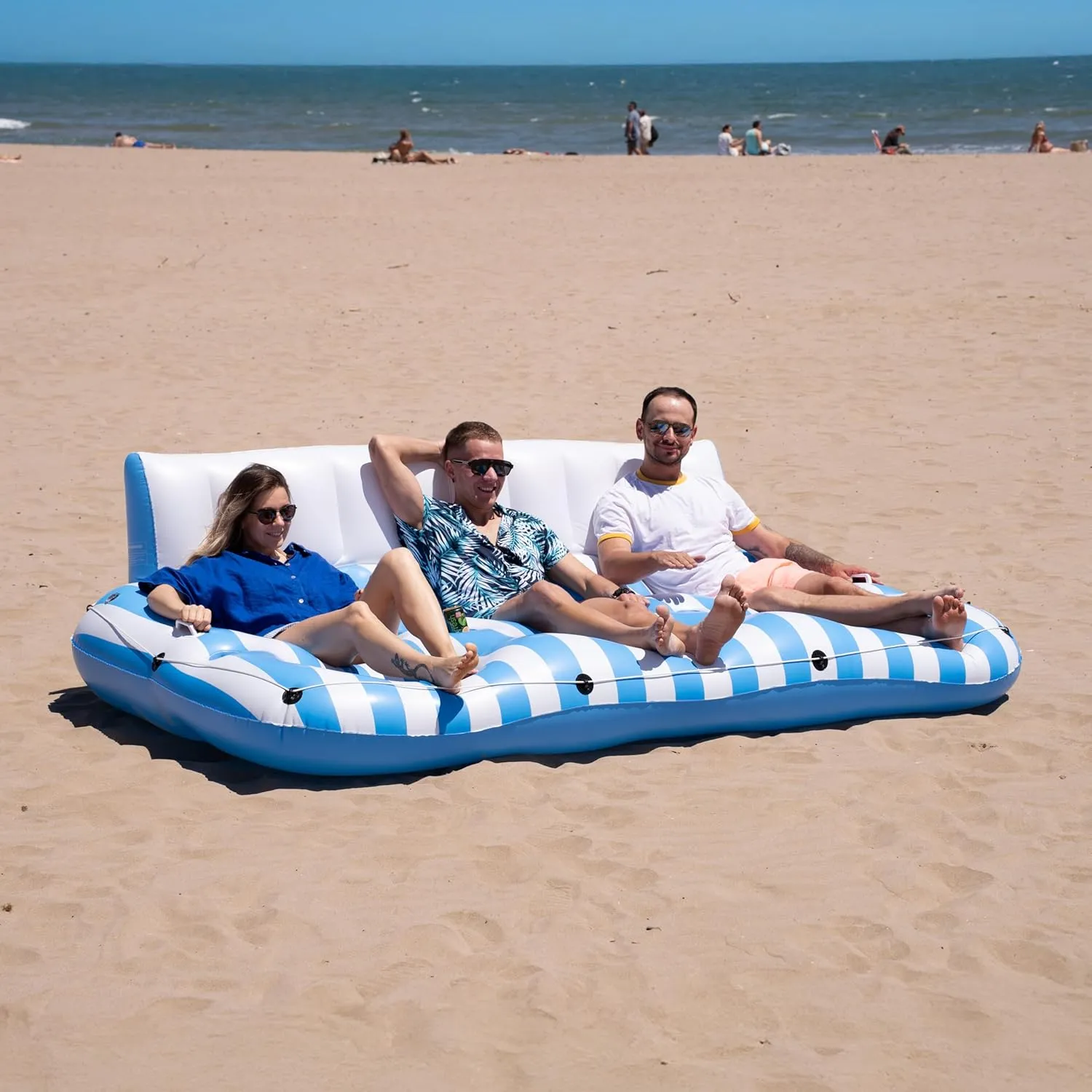 Inflatable Pool Floats Adults, Recliner Luxury Float, 2 or 3 Person, Lounger Chair with Handles, Cup and Phone Holder for Outdoor, Beach, Swimming Pool, Lake, River