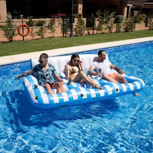 Inflatable Pool Floats Adults, Recliner Luxury Float, 2 or 3 Person, Lounger Chair with Handles, Cup and Phone Holder for Outdoor, Beach, Swimming Pool, Lake, River