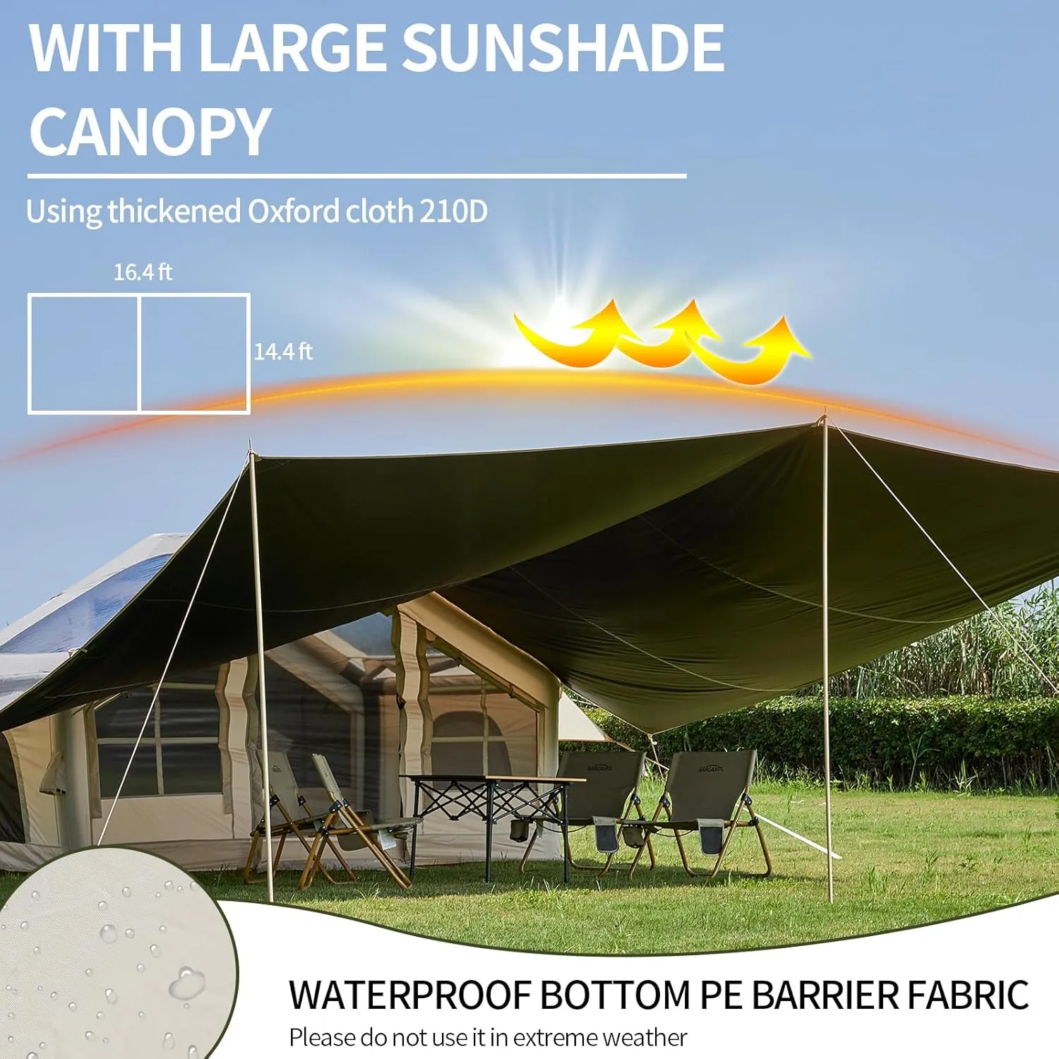 Inflatable Tent with Pump,4-6 Person Instant Glamping Camping Tents House, Easy Setup Blow Up Family Tents for 4 Seasons Waterproof Inflatable Tent for Camping with Mesh Windows.