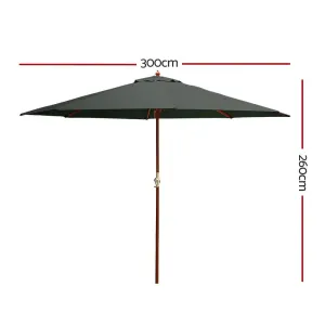 Instahut 3m Outdoor Umbrella Pole Umbrellas Beach Garden Sun Stand