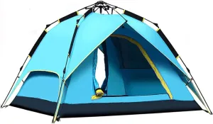 Instant Automatic Pop Up Tent, 3-4 Persons Family Camping Tent Portable Lightweight Tent,Waterproof Windproof, Sun Protection,Perfect for Beach,Outdoor,Traveling,Hiking,Hunting,Fishing, Etc (Blue)